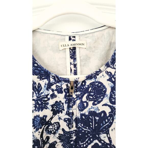 Ulla Johnson Dress Mini Western Wren Denim Puff Long Sleeve Blue Floral US 8 - Picture 14 of 15